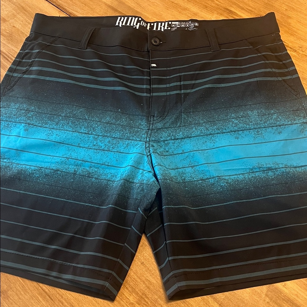 Ring of Fire Teal and Black Gradient Shorts